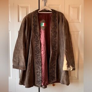 Vintage/Embroidered/Leather Jacket/Canadian Made/Italian Designer/Size Large